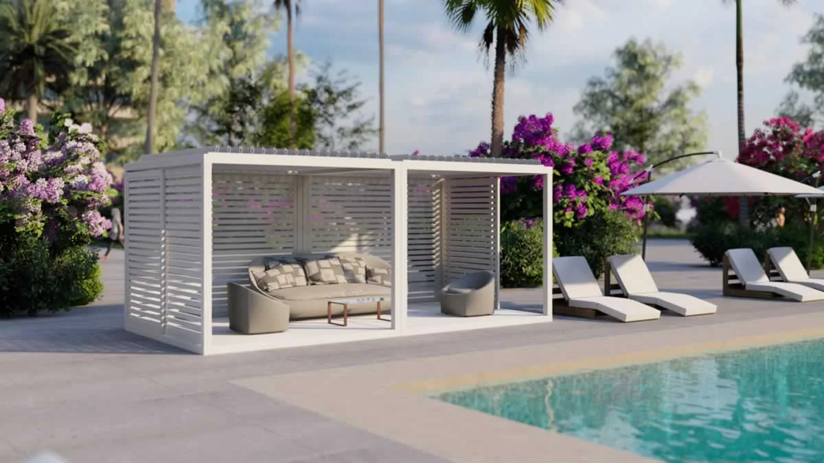 Hotel poolside pergola